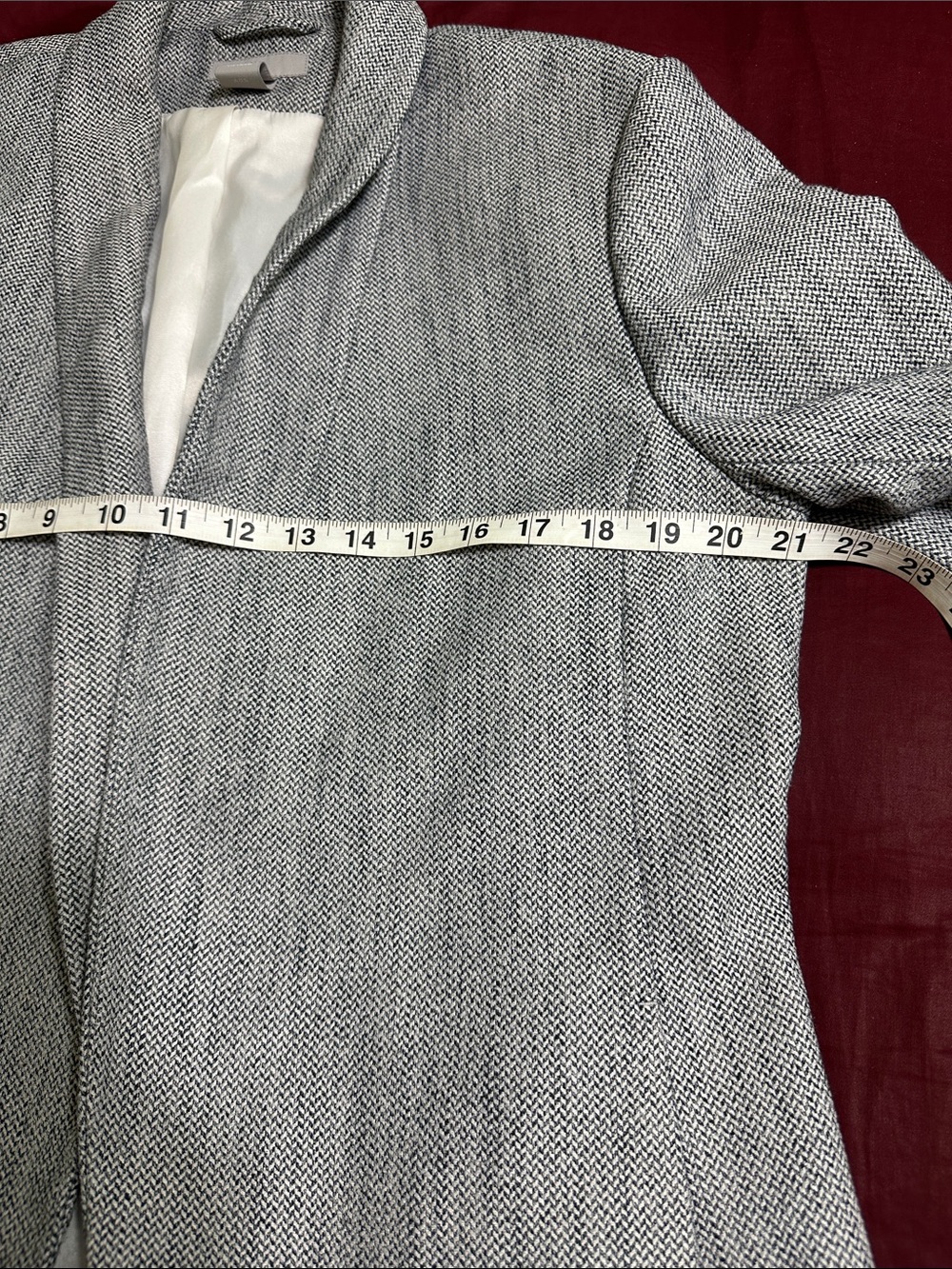 H&M Gray Textured Ruched Sleeve Blazer Size L Modern Open Front Jacket - Picture 8 of 11